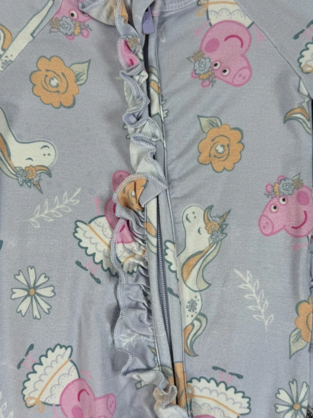 BUMS & ROSES Baby Girl Peppa Pig Bamboo Ruffle Romper - 0-3M